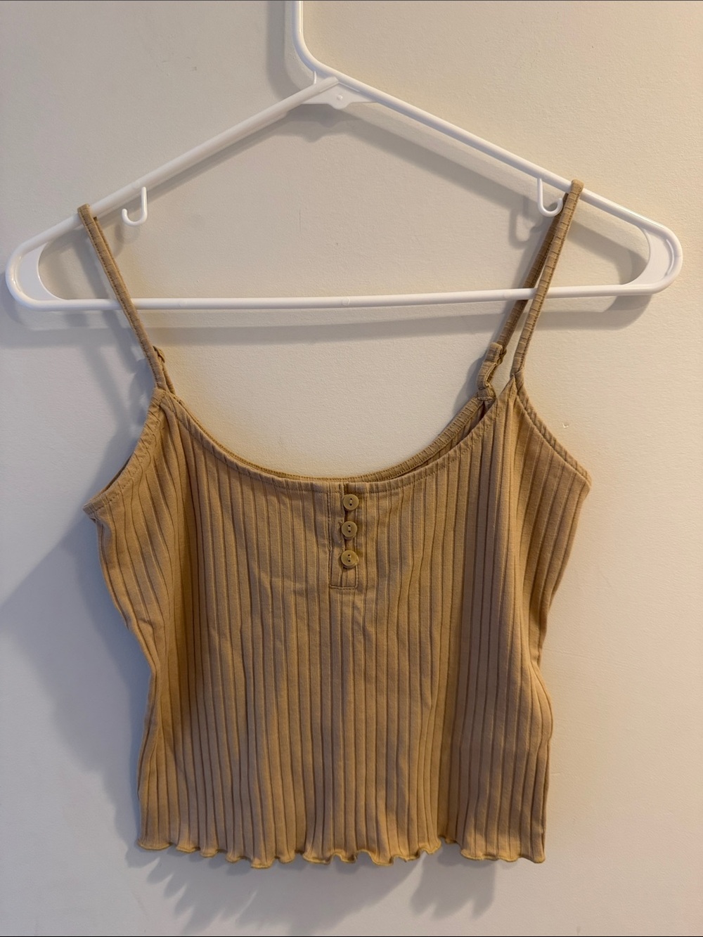 American Eagle Outfitters Tan Ribbed Button-Front Cami
